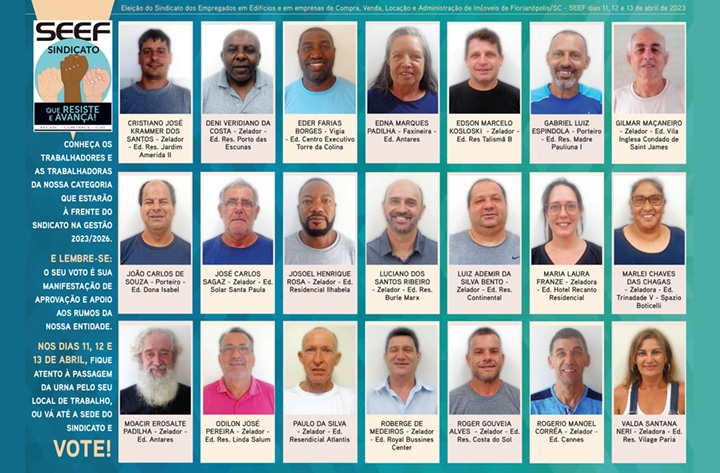 Chapa Única &quot;SINDICATO QUE RESISTE E AVANÇA&quot; na eleição da nova diretoria do SEEF