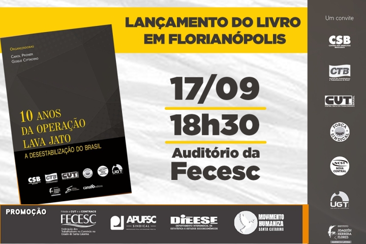 Livro sobre dez anos da Operação Lava-Jato será lançado na terça (17), na FECESC