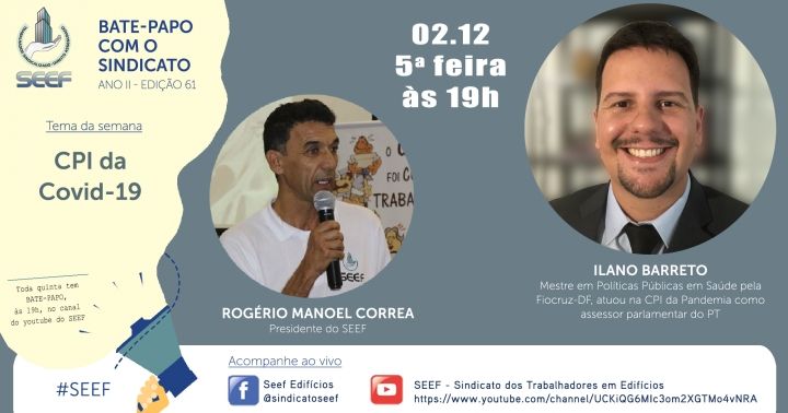 CPI DA COVID-19 é tema da live no dia 2 de dezembro