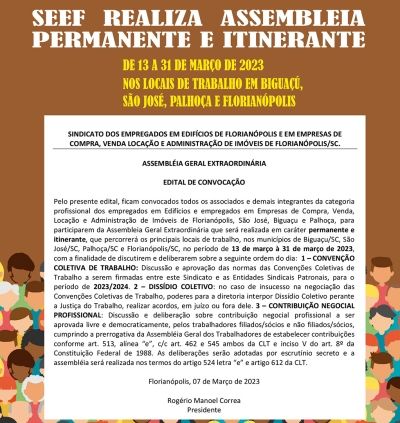 ASSEMBLEIA GERAL EXTRAORDINÁRIA APROVARÁ PAUTA DE REIVINDICAÇÕES PARA A NEGOCIAÇÃO COLETIVA