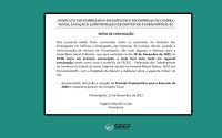 SEEF divulga edital de convocação para assembleia de votação da Previsão Orçamentária para 2024