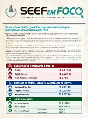 SEEF em Foco de julho destaca reajuste de 5,5%, alerta sobre pejotização e debate igualdade salarial