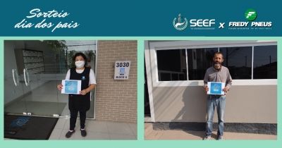 Associada e associado contemplados no sorteio do Dia dos Pais recebem vouchers do prêmio